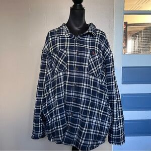 Pacific Outfitters 90s blue and white plaid fleece lined button down shacket